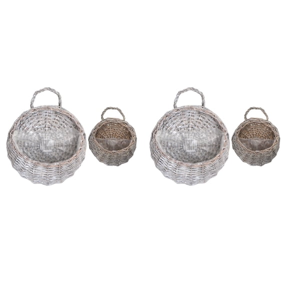 OUNONA Set of 2 Rattan Hanging Basket Wicker Weave Hangings Storage