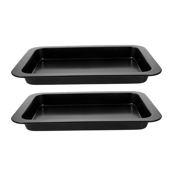 OUNONA Set of 2 Rectangle Carbon Steel Cookie Baking Pans Nonstick Bakeware for Cakes Cookies and Desserts