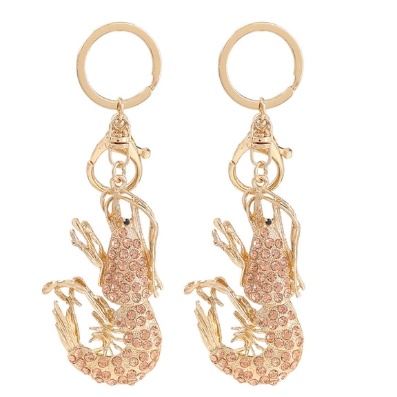 OUNONA 2Pcs Fashionable Pink Rhinestone Crawfish Keychain for Purse Decoration