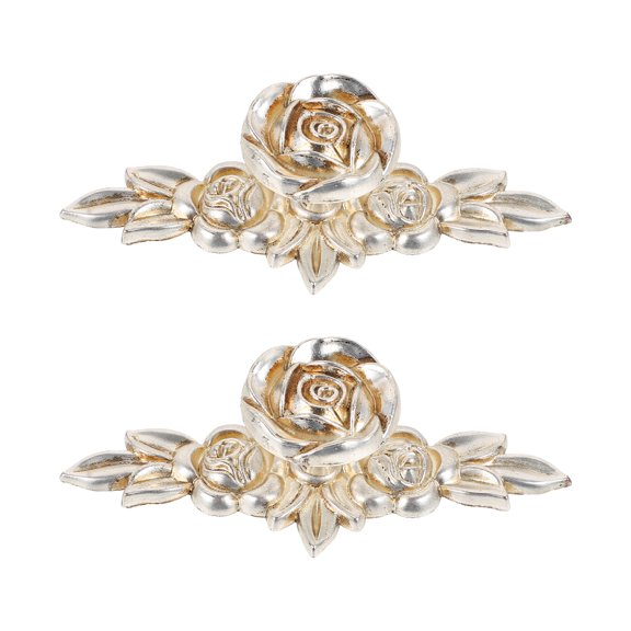 OUNONA 2Pcs Plated Silver Rose Zinc Alloy Door Handles Durable Solid Cabinet Hardware for Furniture