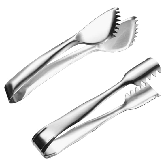 OUNONA Set of 2 Stainless Steel Ice Tongs for Household Use, Dessert, Candy, Bread Clips Tool