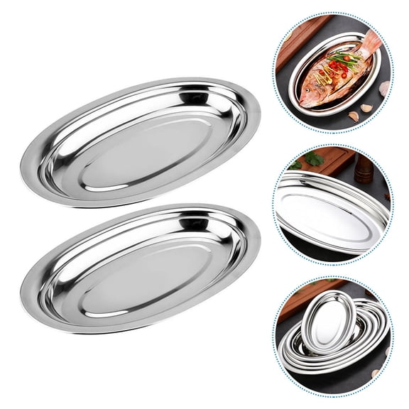 OUNONA Set of 2 Plates Serving Trays for Kitchen Dining and Entertaining