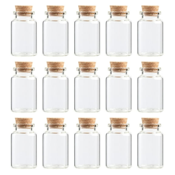 OUNONA Set of 20 Transparent Cork Glass Bottles Mini Storage Jars for Wishes, Flowers, Tea, Home & Party Use (30x50mm 20ml)
