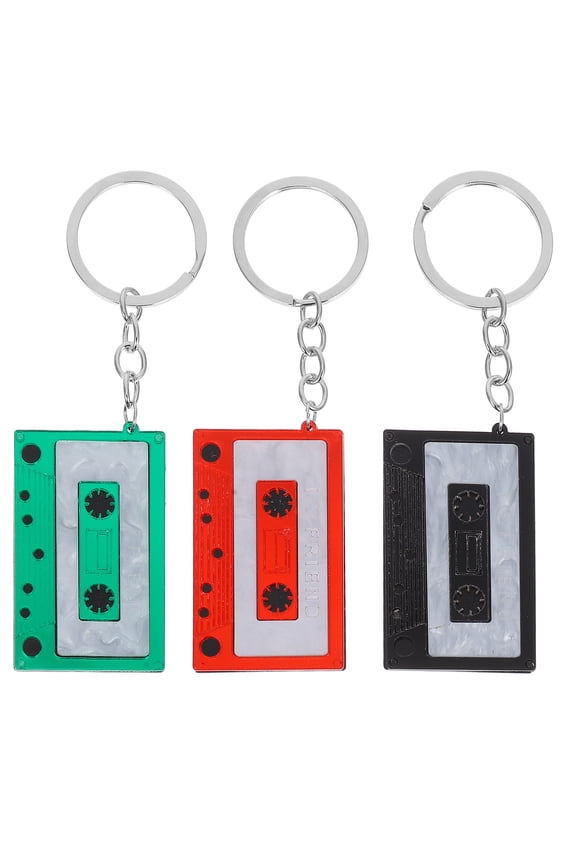 Set of 3 Vintage Acrylic Cassette Tape Keychains Retro 80s 90s Accessories for Women Girls Backpack Purse Charms