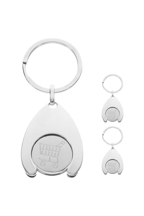 Set of 3 Metal Shopping Cart Tokens Keychains for Grocery Trolley Accessories Keyring