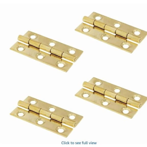 OUNONA Set of 4 Copper Cabinet Hinges - Small Flat Door Hinges for Cabinets, Decorative Hardware for Closet and Furniture