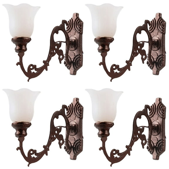 OUNONA Set of 4 Miniature Wall Lamp Models, Creative Decorative Mini Lights for Home Decor, Photo Props, and Craft Projects