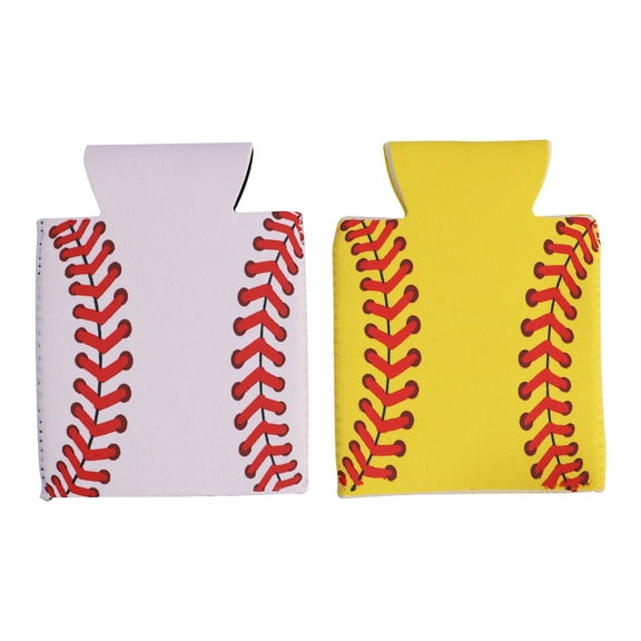 OUNONA Set of 4 Neoprene Can Sleeves 330ml Baseball Covers for BBQ Camping Party - White