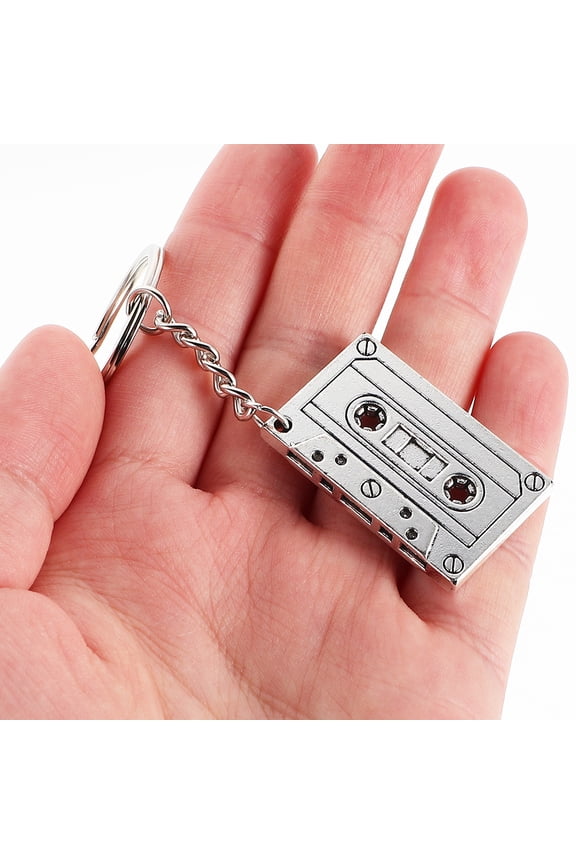Set of 4 Vintage Retro Cassette Tape Keychains, Music Audio Tape Keyrings, Perfect 70s 80s Party Favors and