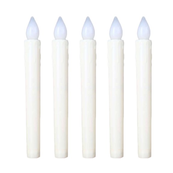 OUNONA Set of 5 LED Electronic Candle Rods, Battery Operated, White Color, Batteries Not Included