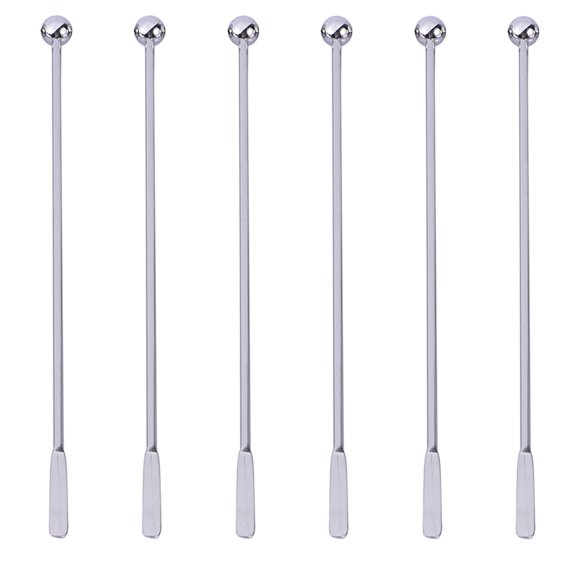 OUNONA 6-Piece Stainless Steel Beverage Stirring Rod Set for Home, Kitchen, Bar, Cocktail Mixing and Drink Accessories