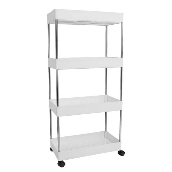 OUNONA Shelf Wheel Storage Holder Four-layer Trolley 86X40X22.5CM White