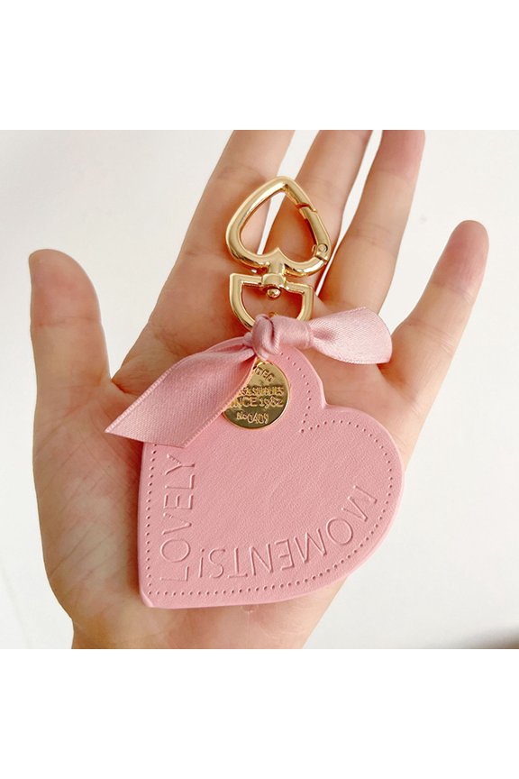 Shiny Heart Shaped Key Chain Pink 1Set for Bag Ornament