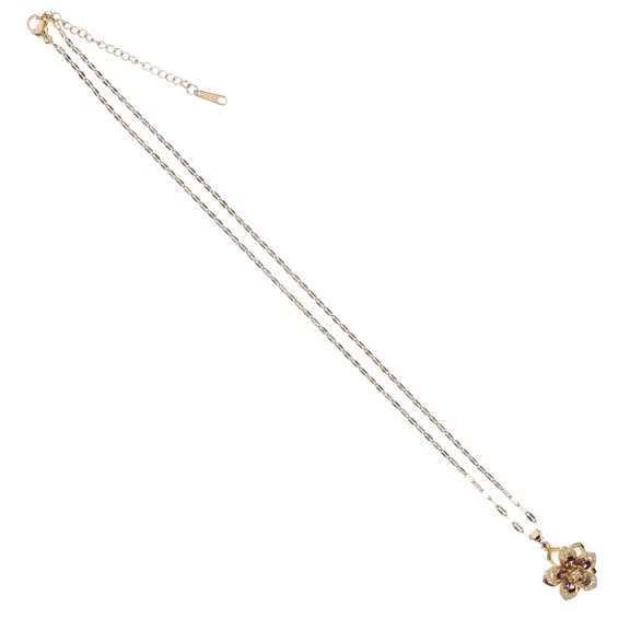 OUNONA Shiny Rhinestone Flower Necklace Exquisite Flower Charm Neck Chain Women Jewelry