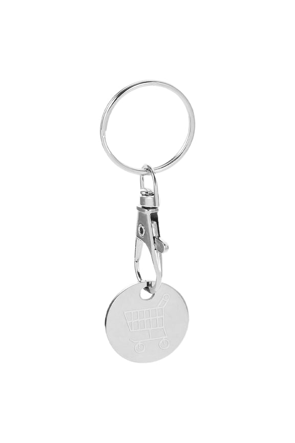 Shopping Cart Coin Quarter Key Ring Stainless Silver 1Pcs