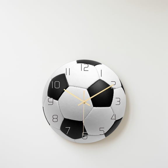 OUNONA  Silent Wall Clock Non Ticking Football Decorative for Home Clocks Child