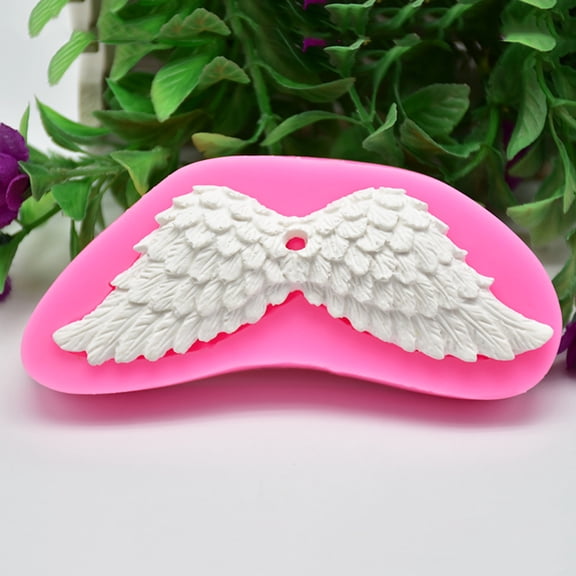 OUNONA Silicone Angel Wings Molds Cake Decorating Tools Bakeware Cupcake Dessert Chocolate Fondant Mold (Pink)