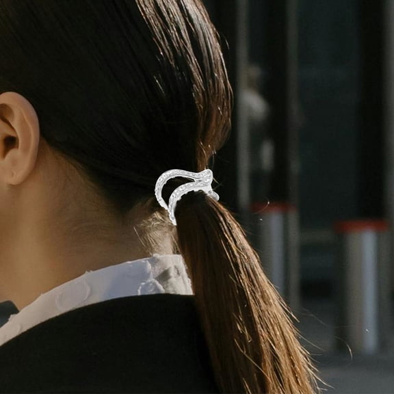 OUNONA Silver Rhinestone Ponytail Hair Clip for Women's with Short Hair High Stability and Fashionable Design 2pcs