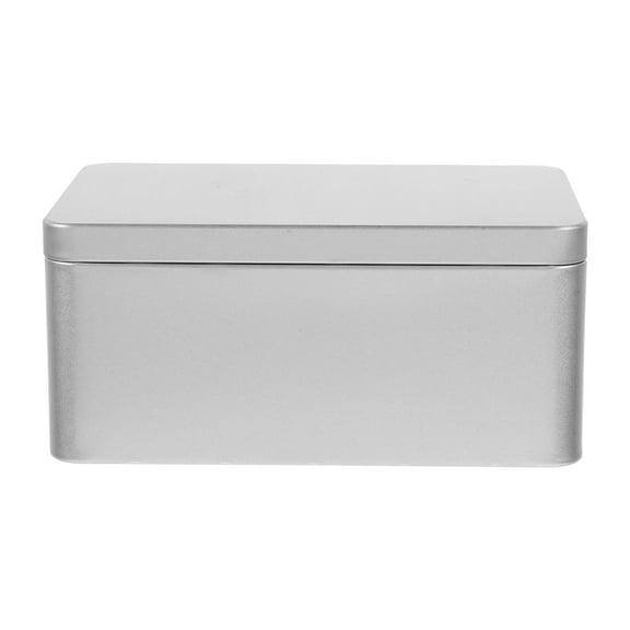 OUNONA Silver Tinplate Storage Box for Candy Sewing Tools Photos Cards Portable Organizer Large Size