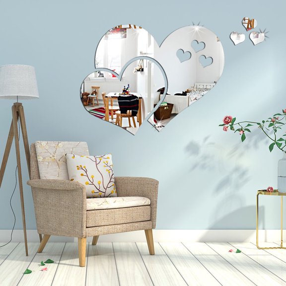 OUNONA Silver Decorative Mirror Wall Sticker Expands Space and Beautifies Home Walls