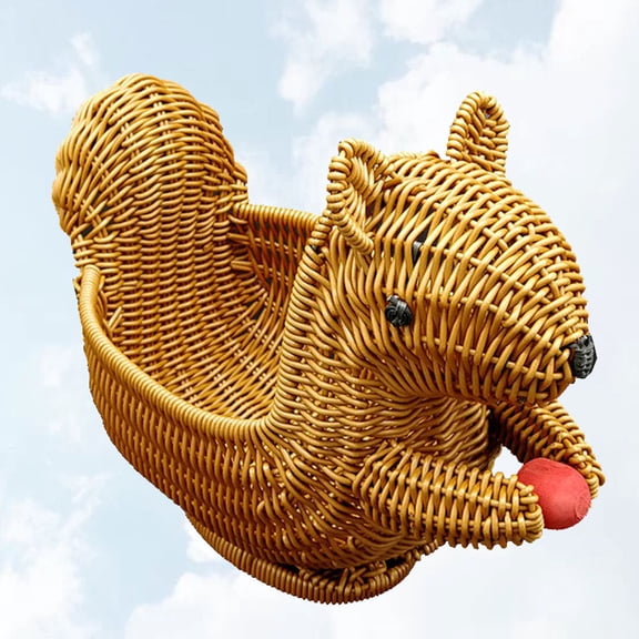 OUNONA Creative Yellow Simulation Rattan Woven Basket for Storage Bread Snack and Fruit Use