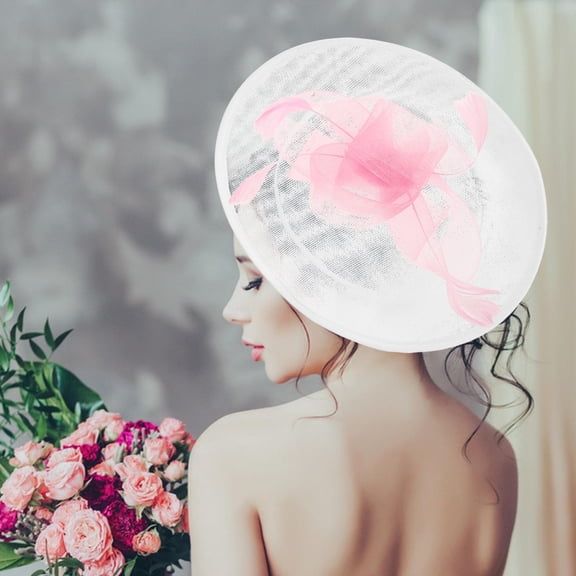 OUNONA Women's Sinamay Saucer Hat Fascinator with Elegant Sinamay Base, Perfect Headpiece for Weddings, Parties, and Special Occasions