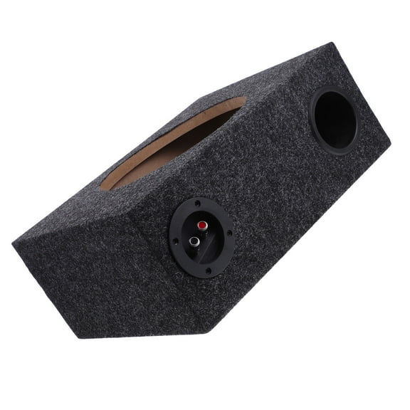 OUNONA Single Car Subwoofer Enclosure Box, Black Zinc Alloy and Wood Sub Box with Easy Installation for Powerful Bass