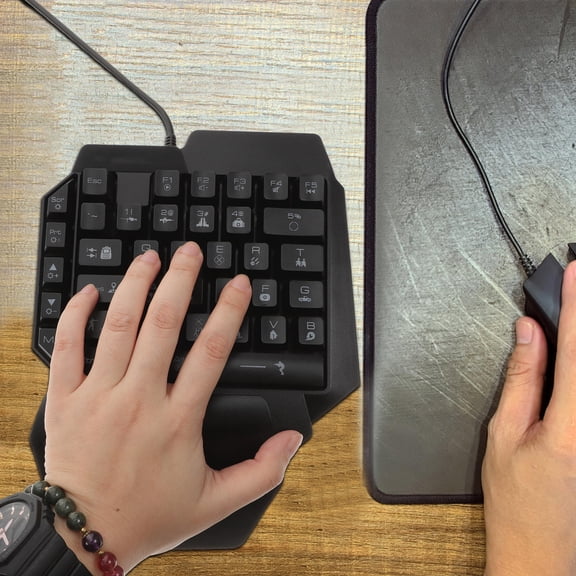 OUNONA Single-Handed Gaming Keyboard Black with RGB Backlight for Precision Control and Performance