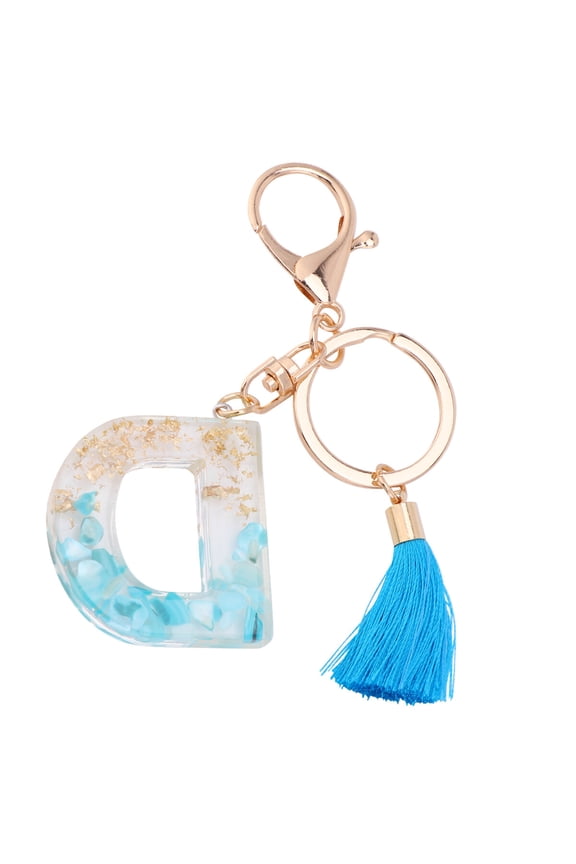 Sky-blue Acrylic Keychain Pendant with Creative Alphabet Design for Bag Handbag Car Key Decoration