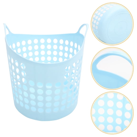 OUNONA Sky-blue Hollow Dirty Clothes Basket Bedroom Use 1Set