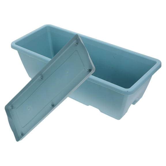 OUNONA 2Sets Lightweight Resin Rectangular Flower Pot with Tray for Garden Planting