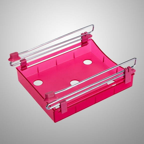 OUNONA Slide Kitchen Fridge Freezer Space Saver Organizer Storage Rack Holder Shelf (Red)