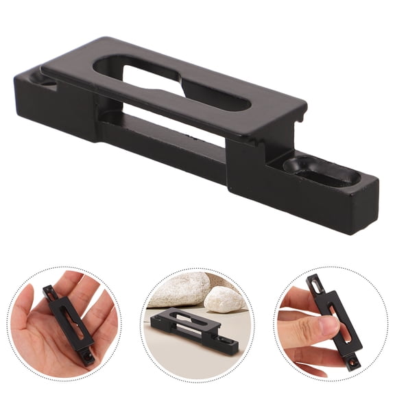 OUNONA Sliding Door Keeper Black Metal Lock Strike Plate Easy Install Dual Hole Compatible