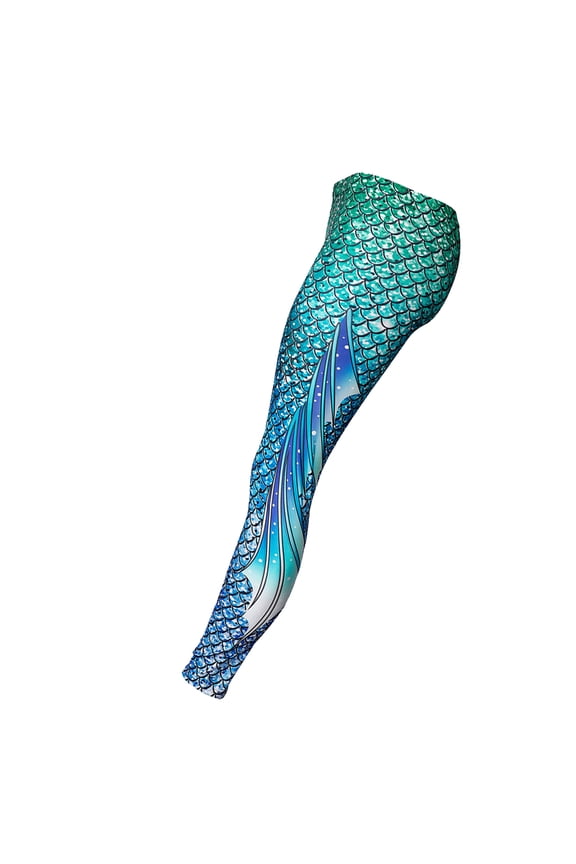 Slim Fit Printed Mermaid Scale Leggings High Waist Yoga and Workout Pants