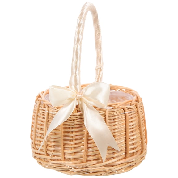 OUNONA Small Woven Rattan Basket Handheld Flower Storage Container for Home Organization and Decorative Use