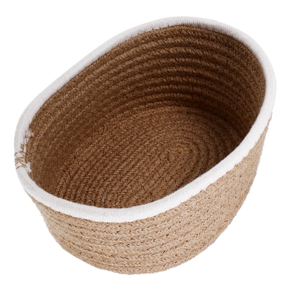 NUOLUX Home Cotton Rope Basket Beige Woven Desktop Organizer for Makeup and Sundries Storage