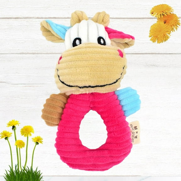 OUNONA Small Dog Chew Toys Pet Plush Cow Interactive Teeth Grinding 1Pcs