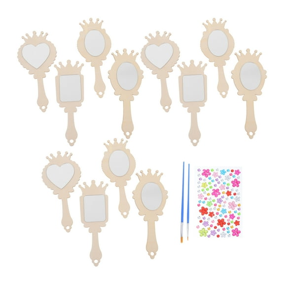 OUNONA  Small Handheld Mirror Wood Mirrors Strip Decor Child Travel