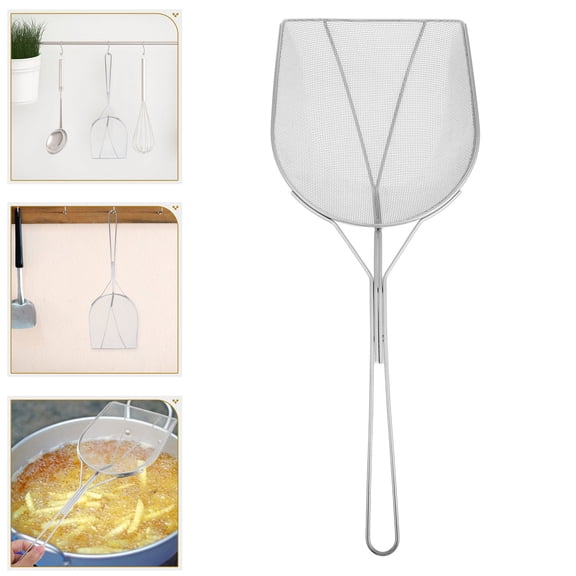 OUNONA Stainless Steel Small Mesh Strainer Spoon for Camping, Cooking, Grease Removal, and Kitchen Use