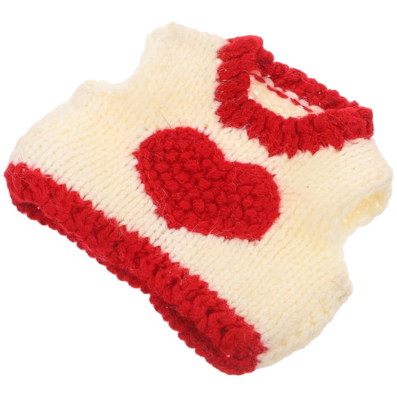 OUNONA Small Pet Sweater For Ferrets Knitted Warm Red Valentines Day 1Set