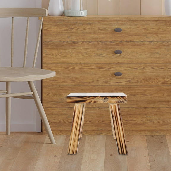 OUNONA Light Brown Wooden Step Stool, Wood Stool for Bathroom, Bedroom, Kitchen, and Home Use