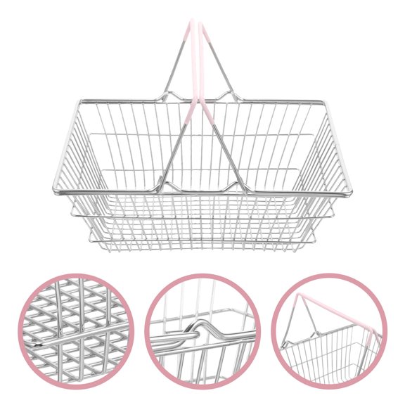 OUNONA Stylish Golden Handheld Shopping Basket with Alloy Frame, Perfect for Home, Kitchen, Market, and Everyday Use