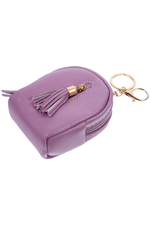 Portable Purple Coin Purse Wallet Bag for Organizing Keys Coins and Small Items