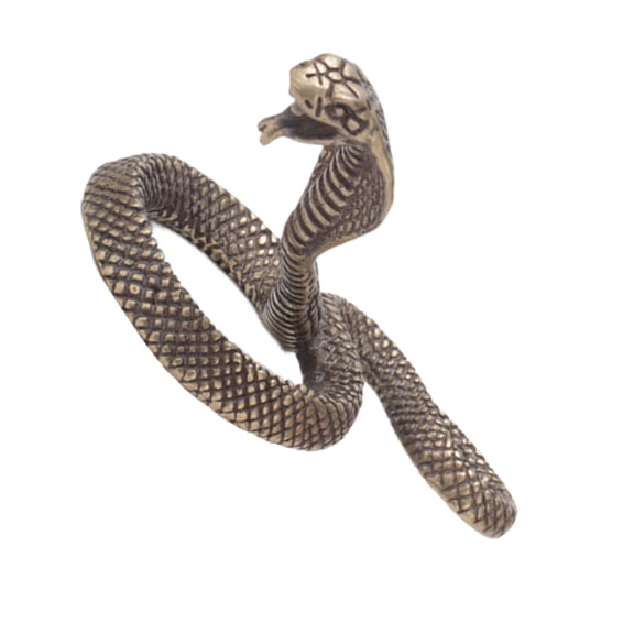 OUNONA Golden Brass Snake Figurine Desktop Art Decor Simulation Sculpture for Home and Office