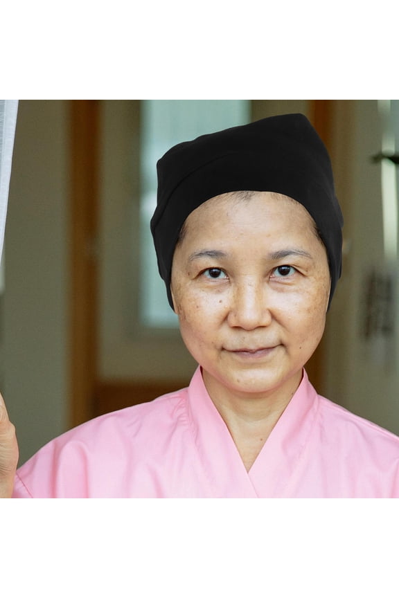 Soft Cotton Sleep Cap Black for Elderly Comfort Warmth and Breathable Hair Cover