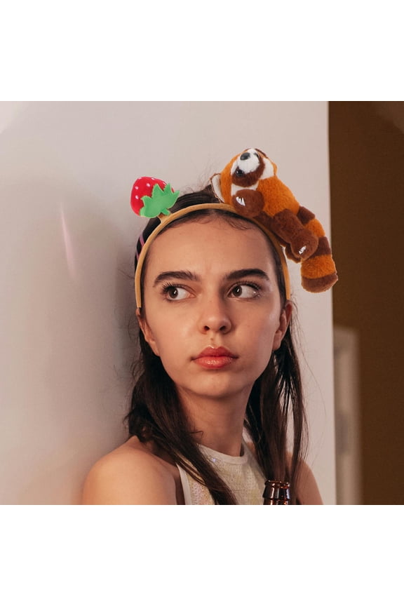 Cute Plush Raccoon Headband with Playful Design Soft Hairband for Face Washing and Animal Costume