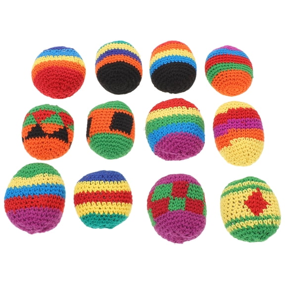 OUNONA Soft Woolen Yarn Sensory Bean Bag Set for Kids 12pcs Hand Knitted Toys for Play