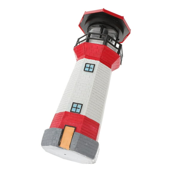 OUNONA Solar Lighthouse Ornament Outdoor Garden Yard Lighthouse Statue Decoration