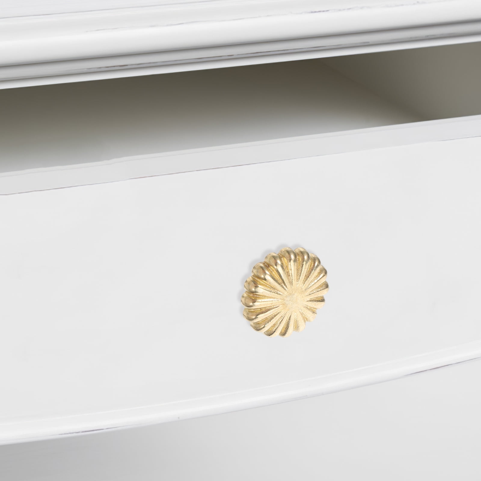 OUNONA Solid Brass Flower Cabinet Handles Golden Vintage Knobs for Dressers and Closets