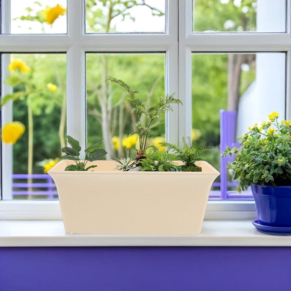 OUNONA Space Optimizing Plastic Rectangle Planter Box for Windowsill Balcony and Patio Planting